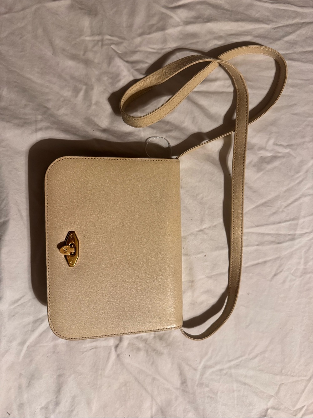Valentino Garavani Cream Crossbody Bag with Gold Turn-Lock